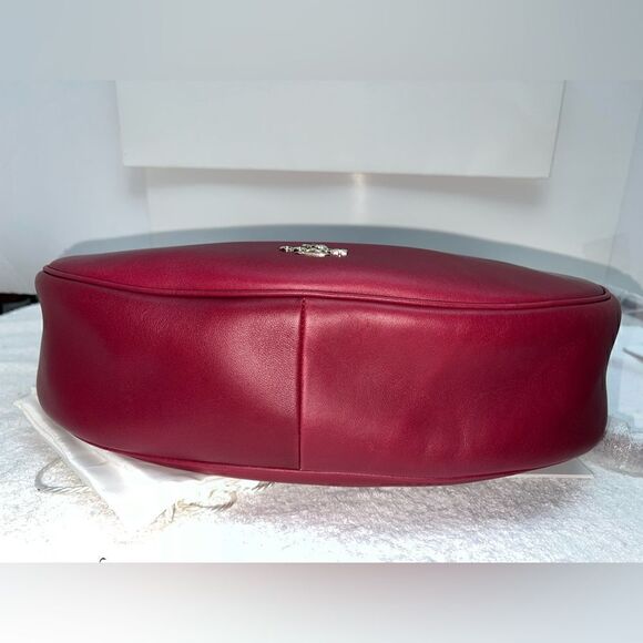 🔥🎁NWT! Coach NOMAD Burnished Leather Hobo Handbag Black Cherry Msrp:$495.00 - Picture 7 of 13